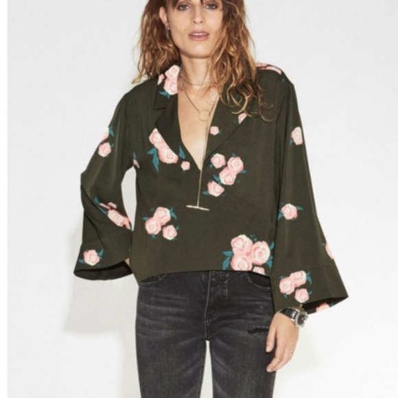 One Teaspoon Quartermaster Floral Kimono Sleeve Top - Picture 1 of 16